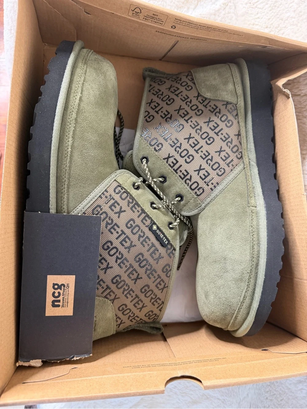 Native Olive Green Chukka Boots with GORE-TEX Branding